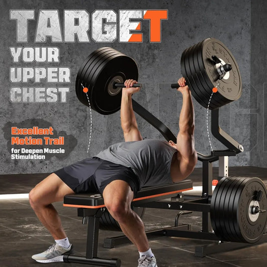 Chest Press Machine, 1250LBS Weight Bench Press Machine with Independent Converging Arms, Adjustable Flat Incline Bench