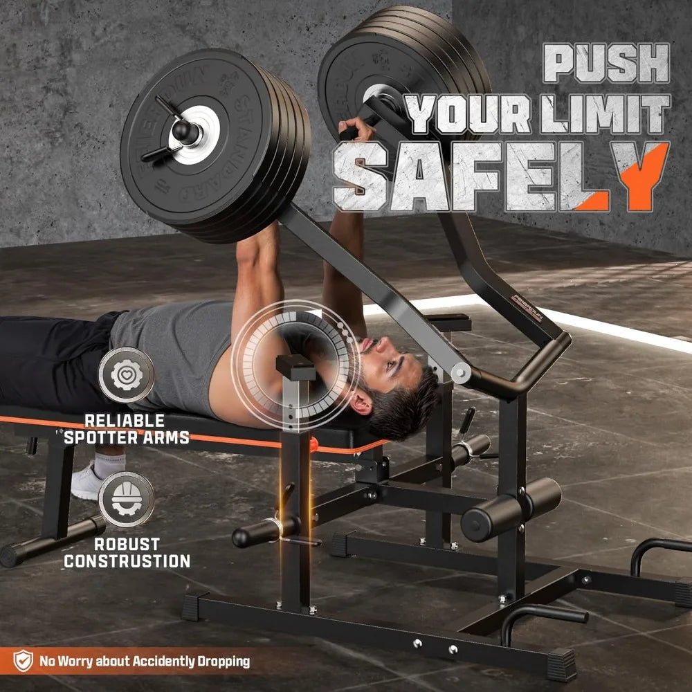 Chest Press Machine, 1250LBS Weight Bench Press Machine with Independent Converging Arms, Adjustable Flat Incline Bench