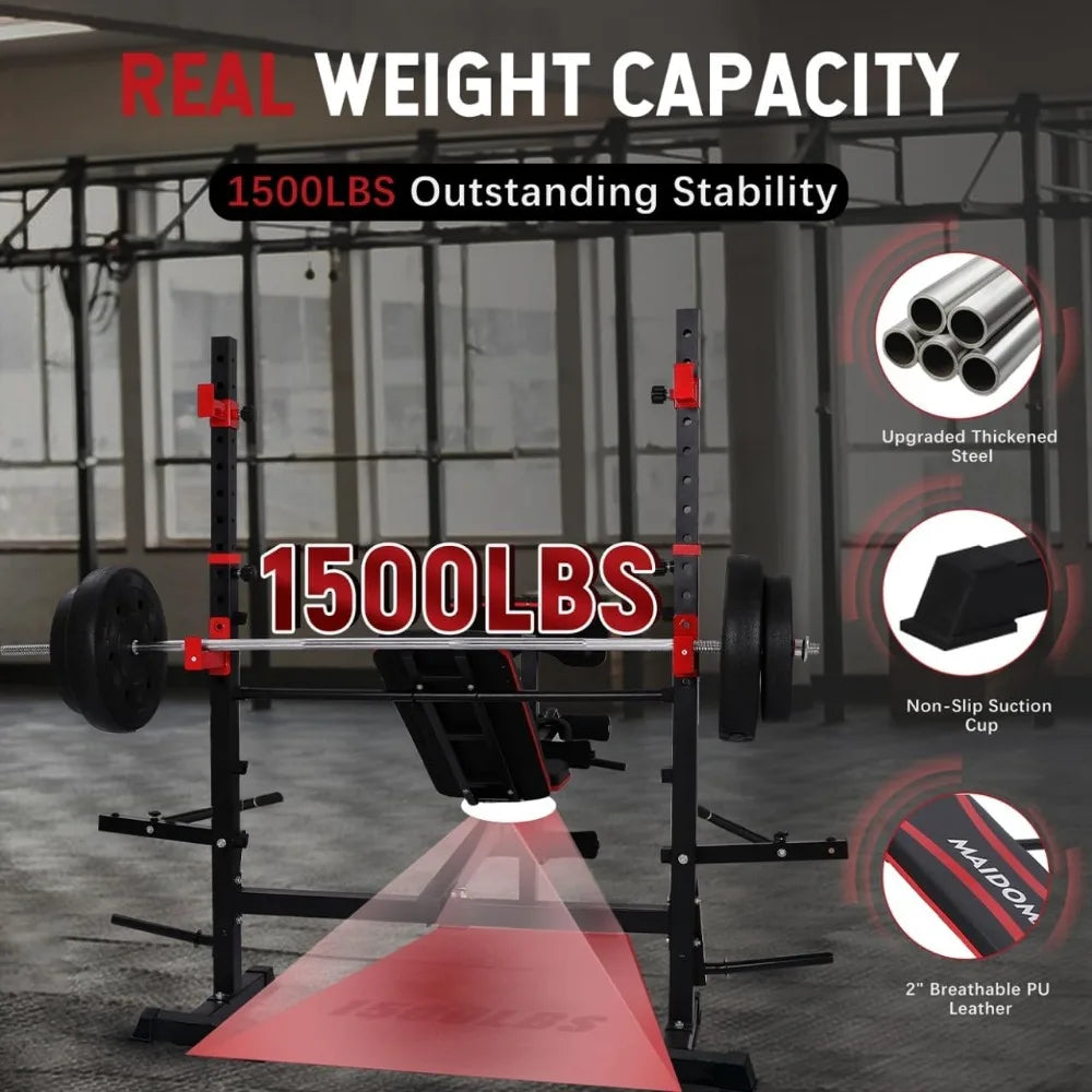 1500LBS 6 in 1 Weight Bench Set